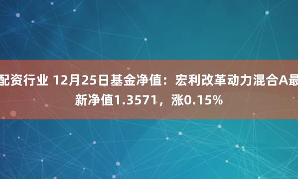 配资行业 12月25日基金净值：宏利改革动力混合A最新净值1.3571，涨0.15%