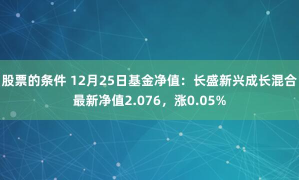 股票的条件 12月25日基金净值：长盛新兴成长混合最新净值2.076，涨0.05%